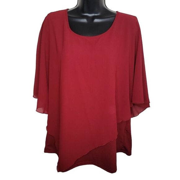 Lotusmile Nwt burgundy kimono style blouse top size XXL - Picture 1 of 7